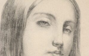 Potloodtekening portret meisje 19e eeuw – hoofdfoto