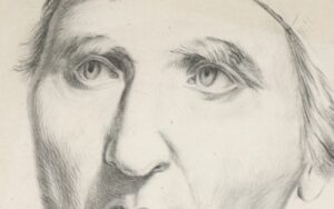 Potloodtekening portret man met muts – hoofdfoto