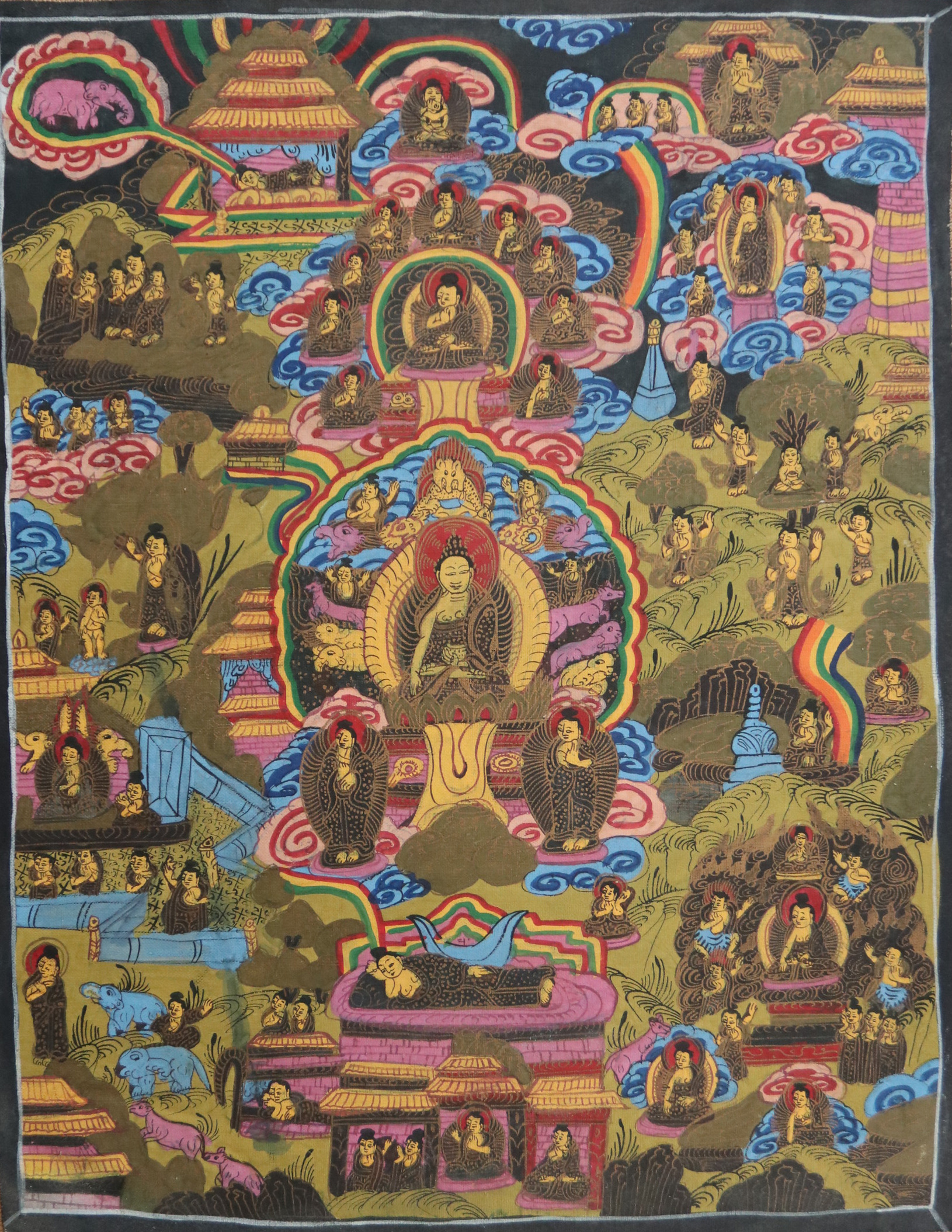 Thangka leven van Boeddha handgeschilderd Nepal – foto 1