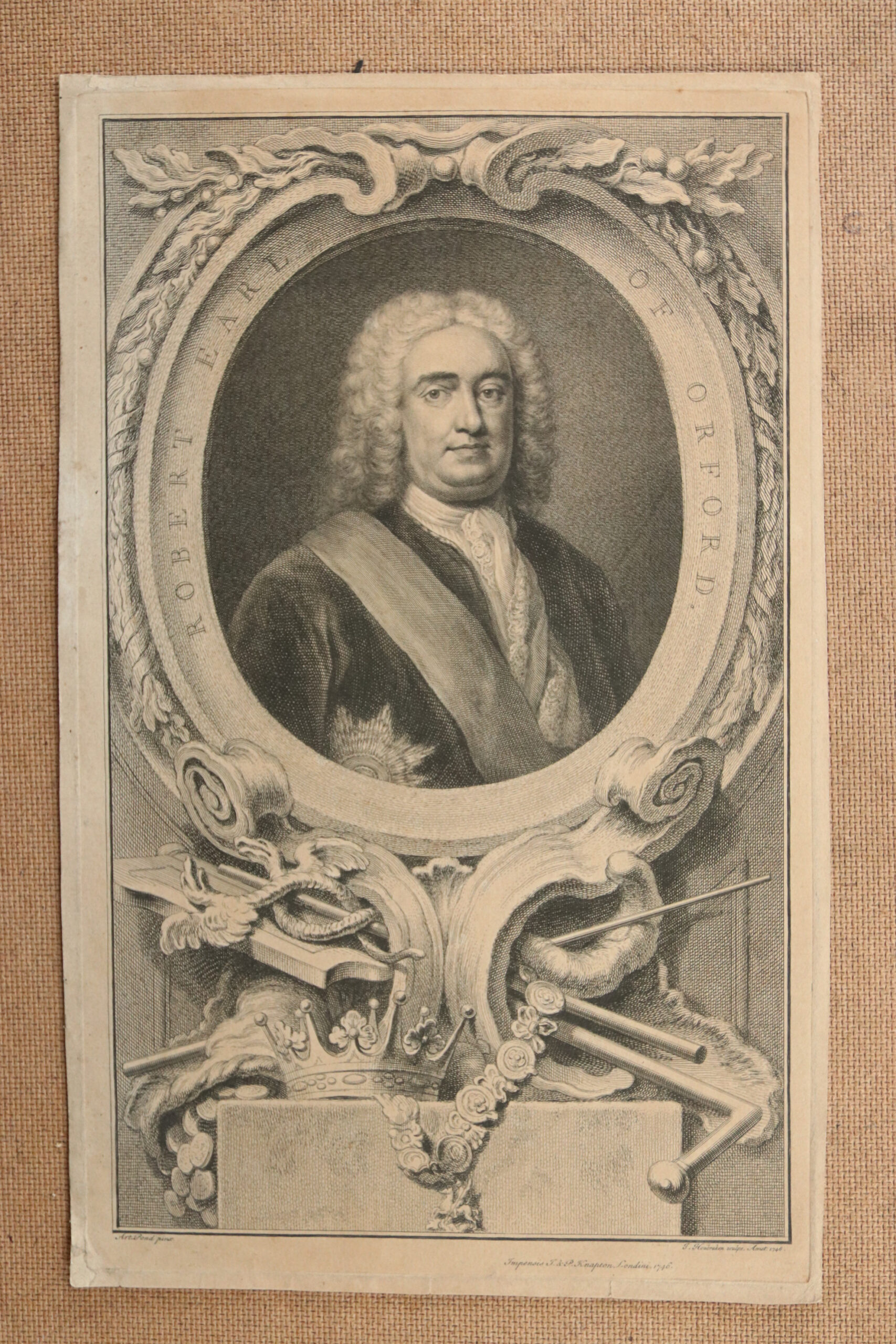 Gravure Robert Walpole Earl of Orford door Jacobus Houbraken 1746 – foto 1