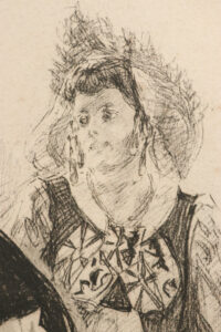 Prent hofdames aan een feestmaal, diepdruk ca. 1900 – foto 4