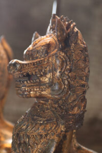 Paar tafellampen vergulde bronzen Singha-leeuwen Thailand – foto 12