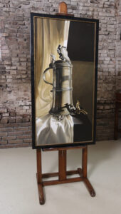 Stilleven met tinnen Schleifkan van het Pottenbakkersgilde – Marjolein van den Berg, acryl op doek – foto 2