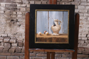 Stilleven met Jacobakannetje en ballen – Marjolein van den Berg, acryl op doek – foto 5
