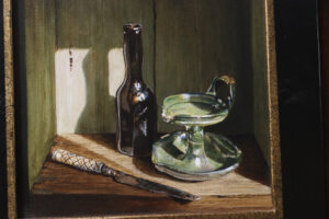 Stilleven met langnek en bodemvondsten – Marjolein van den Berg, acryl op doek – foto 3