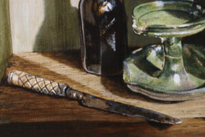 Stilleven met langnek en bodemvondsten – Marjolein van den Berg, acryl op doek – foto 4