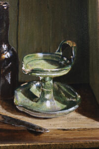 Stilleven met langnek en bodemvondsten – Marjolein van den Berg, acryl op doek – foto 5