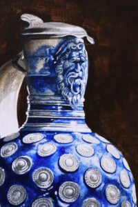 Stilleven met Westerwalder kan op tinnen bord – Marjolein van den Berg, acryl op doek – foto 4