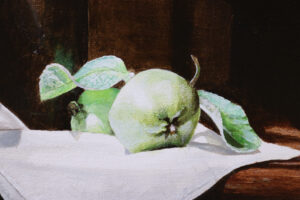 Stilleven met tinnen kan en appeltjes – Marjolein van den Berg, acryl op doek – foto 4