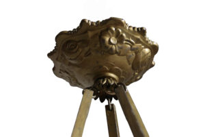 Art deco hanglamp Degué geperst glas messing – foto 8