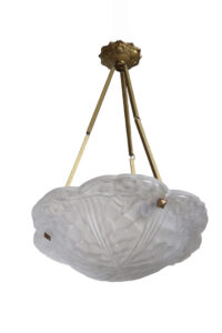 Art deco hanglamp Degué geperst glas messing – foto 2