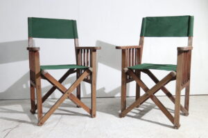 Set van 2 houten regisseursstoelen groen canvas – foto 2