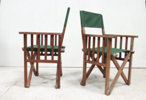 Set van 2 houten regisseursstoelen groen canvas – foto 4