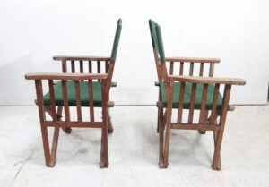 Set van 2 houten regisseursstoelen groen canvas – foto 5