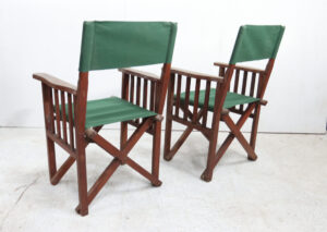 Set van 2 houten regisseursstoelen groen canvas – foto 3