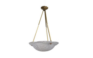 Art deco hanglamp Degué geperst glas messing