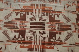 Art deco velours kleed oranje bruin jaren 30 – foto 3