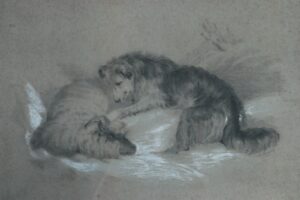 Houtskooltekening herdershond en schaap in de sneeuw naar Landseer – foto 2