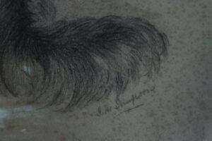 Houtskooltekening herdershond en schaap in de sneeuw naar Landseer – foto 4