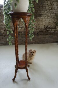 Houten plantenstandaard met getordeerde poten – foto 2
