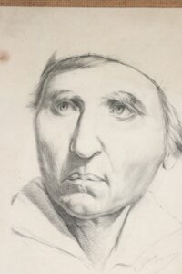 Potloodtekening portret man met muts – foto 2