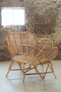 rotan bankje bloemvorm tweezits vintage – foto 3
