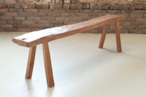 rustieke teakhouten bank oud teak boomstam bank – foto 1