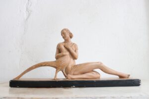 Salvatore Melani art deco beeld vrouw met fazant – foto 1